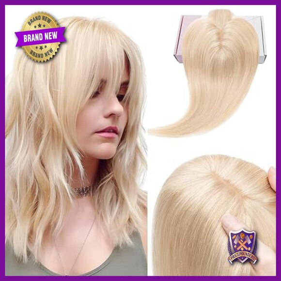 Silk Base Human Hair Topper with Bangs for Thinning Hair 5.1x2.8 Inches main image 4